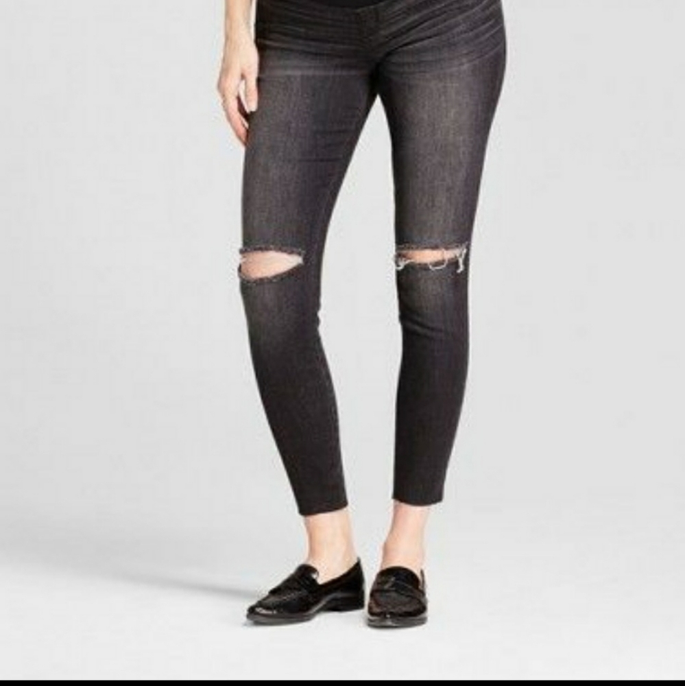 Maternity black destroyed distressed jeans